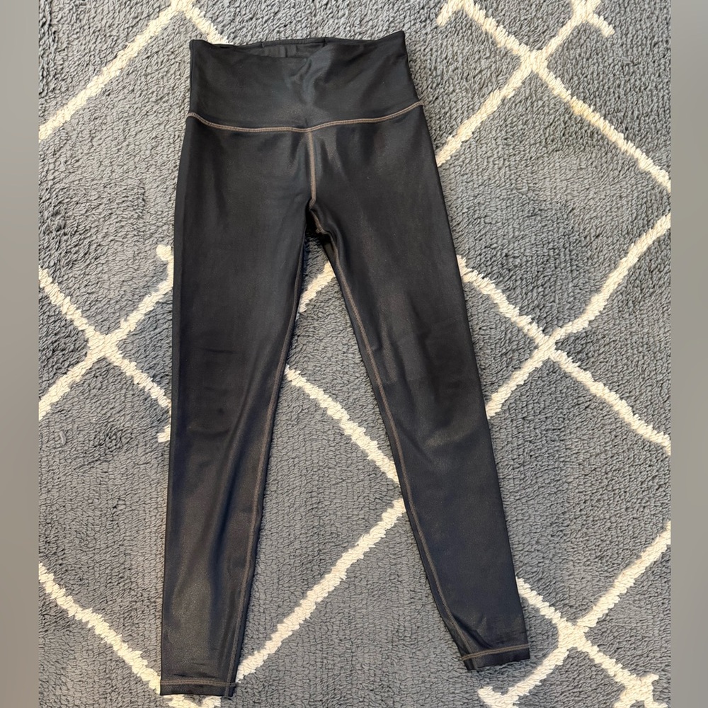 Athleta Womens Elation Ultra High Rise Shimmer Leggings Powervita Black